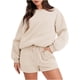 thumbnail image 2 of Puntoco Mujeres Moda Cuello Redondo Blusa Manga Larga Tops Sudadera Pantalones Cortos Casual Traje Conjuntos Puntoco Puntoco-864, 2 of 9