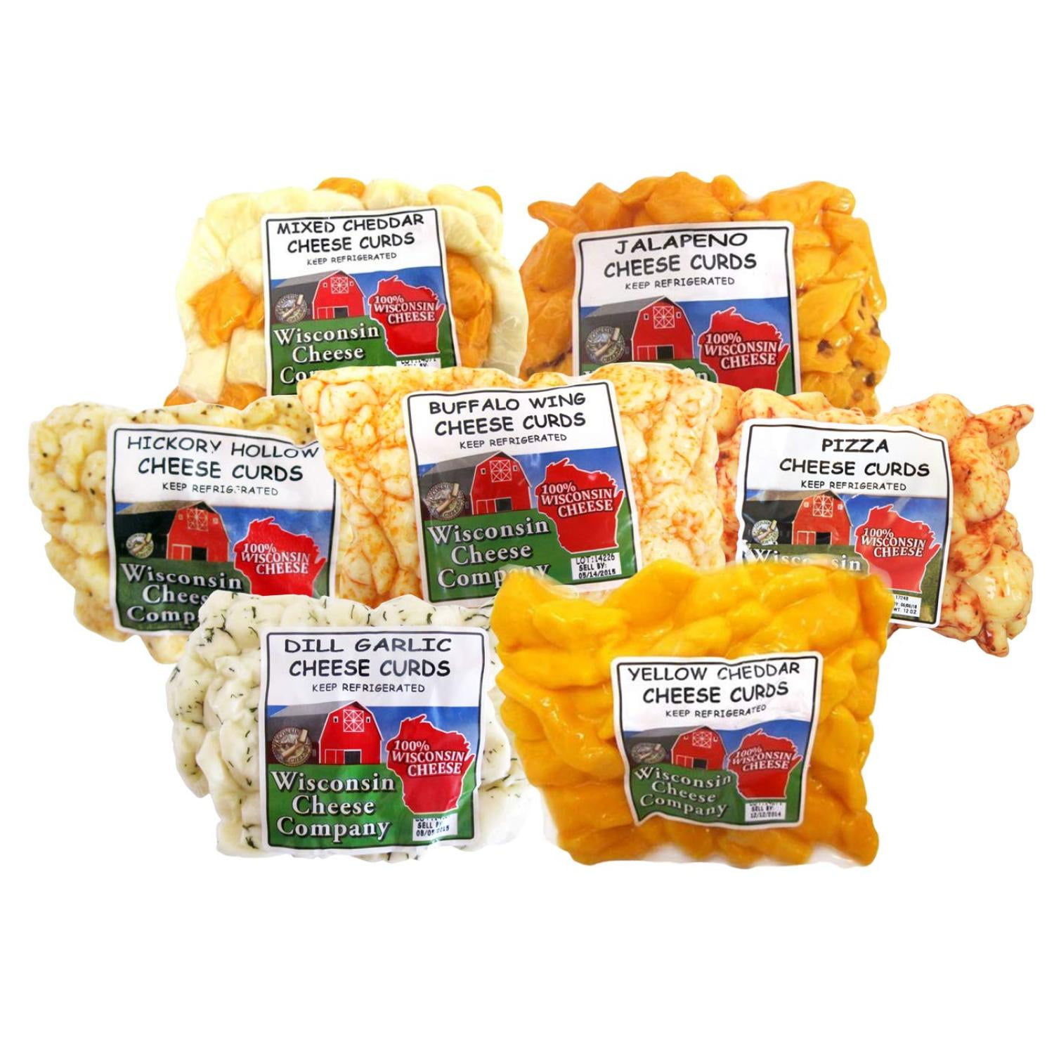 Classic Cheese Curd Sampler Gift BoxMixed,Garlic Dill, Jalapeno