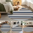 thumbnail image 5 of Round Area Rug 5 Ft, Grey Navy Blue Striped Washable Non-Slip Circle Carpet for Living Room/Bedroom, Farmhouse Stripes Modern Abstract Art Low-Profile Runner Mats Collection Rugs for Indoor, 5 of 8