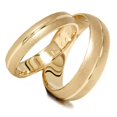 thumbnail image 5 of Pompeii3 Channel Brushed Wedding Band Set 14K Yellow Gold for Men and Women, 5 of 5