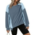 thumbnail image 4 of hxobax Colorblock Oversized Sweatshirt for Womens Crewneck Pullover Tops High Low Tunic Jumper Shirt, 4 of 7