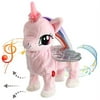 Houwsbaby Electronic Glowing Unicorn Musical Horse Stuffed Animal Singing and Walking Plush Toy Interactive Animated Kids Gift, 13 in (Pink)