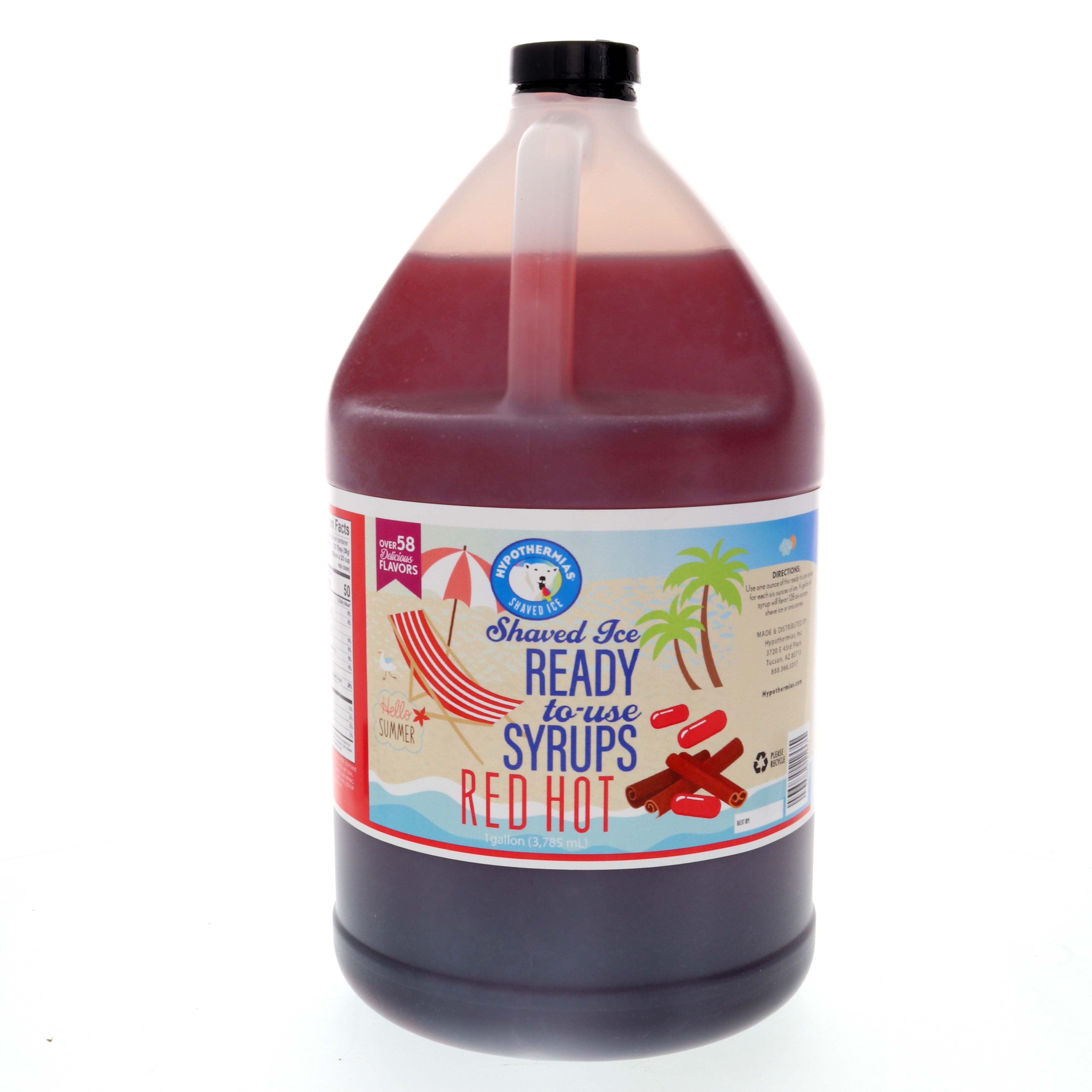 Red Hot Ready to Use Shaved Ice or Snow Cone Syrup Gallon (128 Fl Oz), Hypothermias Brand, No Corn Syrup