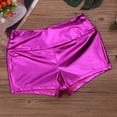 thumbnail image 5 of TiaoBug Women's Shiny Liquid Metallic Booty Shorts Yoga Gymnastics Workout Dance Bottoms Hot Pants Rose Large, 5 of 7