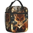 thumbnail image 2 of Reusable Insulated Lunch Bag - Fox Design with Cute Reading Twinkling Light Candle - Ideal for Office, Work, Picnic, Travel, Beach, Hiking - Durable, Thermal Insulated, Leakproof for Adults, 2 of 6