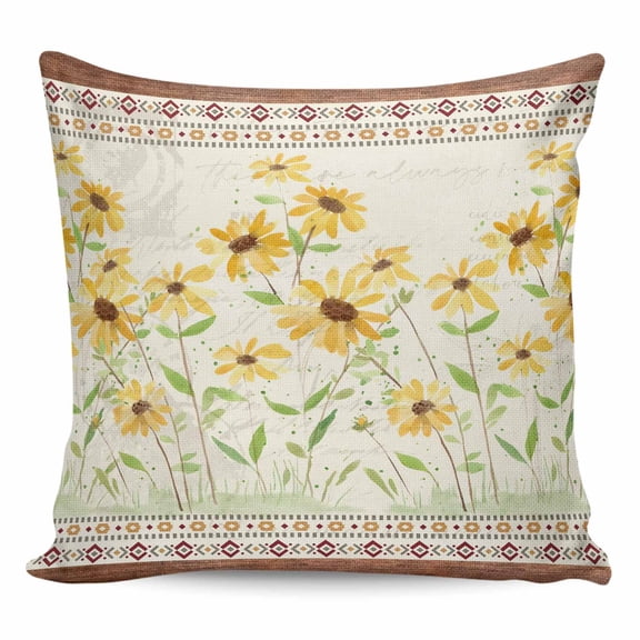 Spring Floral Pillow Covers 26x26 Inch Decorative Throw Pillow Cover, Vintage Pastoral Flowers Retro Art Sofa Pillowcases Accent Cushion Case Home Decor Bedroom Living Room