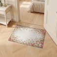 thumbnail image 2 of ODIKA 2'x3' Ultra-Soft Accent Mat, Pink Vintage Scattered Motif Striped Border Textured None Washable, Bare feet friendly, Easy Care Indoor rug for Bedside, Footrest, 2 of 7