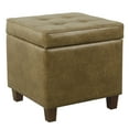 thumbnail image 3 of HomePop Square Tufted Storage Ottoman - Distressed Brown Faux Leather, 3 of 8