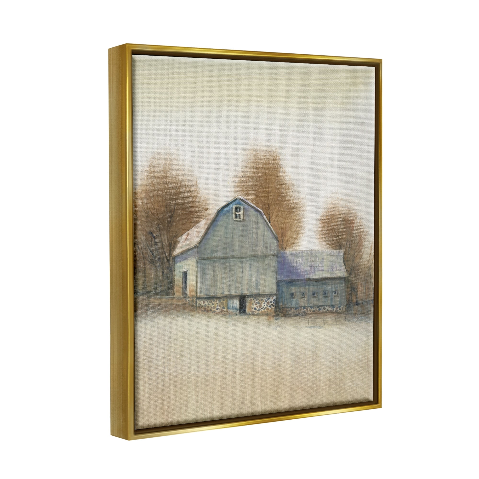 Stupell Industries Vintage Farm Barn Stable Neutral Autumn Tones Metallic Gold Framed Floating Canvas Wall Art, 24x30, by Tim O'Toole