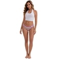 thumbnail image 5 of DARING DIVA Women's Colorful Striped Low-Waisted Double Layer Breathable Briefs S Pink, 5 of 6