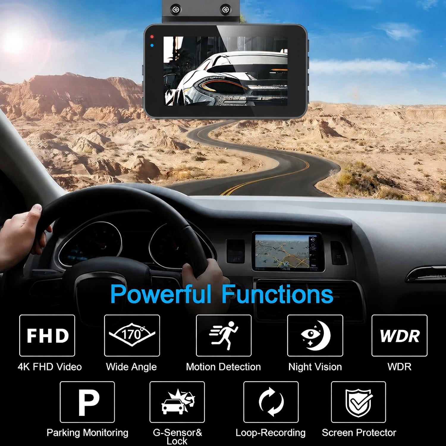 BNLINK 4K Dual Dash Cam Front and Rear, Free 32GB Card Incl