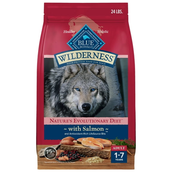 Blue Buffalo Wilderness Natural High-Protein Adult Dog Dry Food, Salmon Recipe, 24 lb.