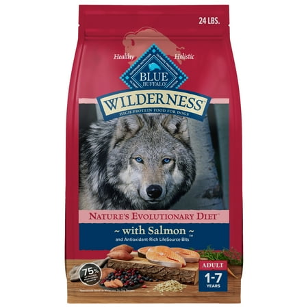 Blue Buffalo Wilderness Natural High-Protein Adult Dog Dry Food  Salmon Recipe  24 lb.