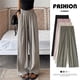 thumbnail image 2 of Pantalones de pierna ancha de seda helada para mujer, pantalones largos drapeados frescos con protección solar, negros, de longitud completa, cintura elástica para oficina, Verano, 2 of 4