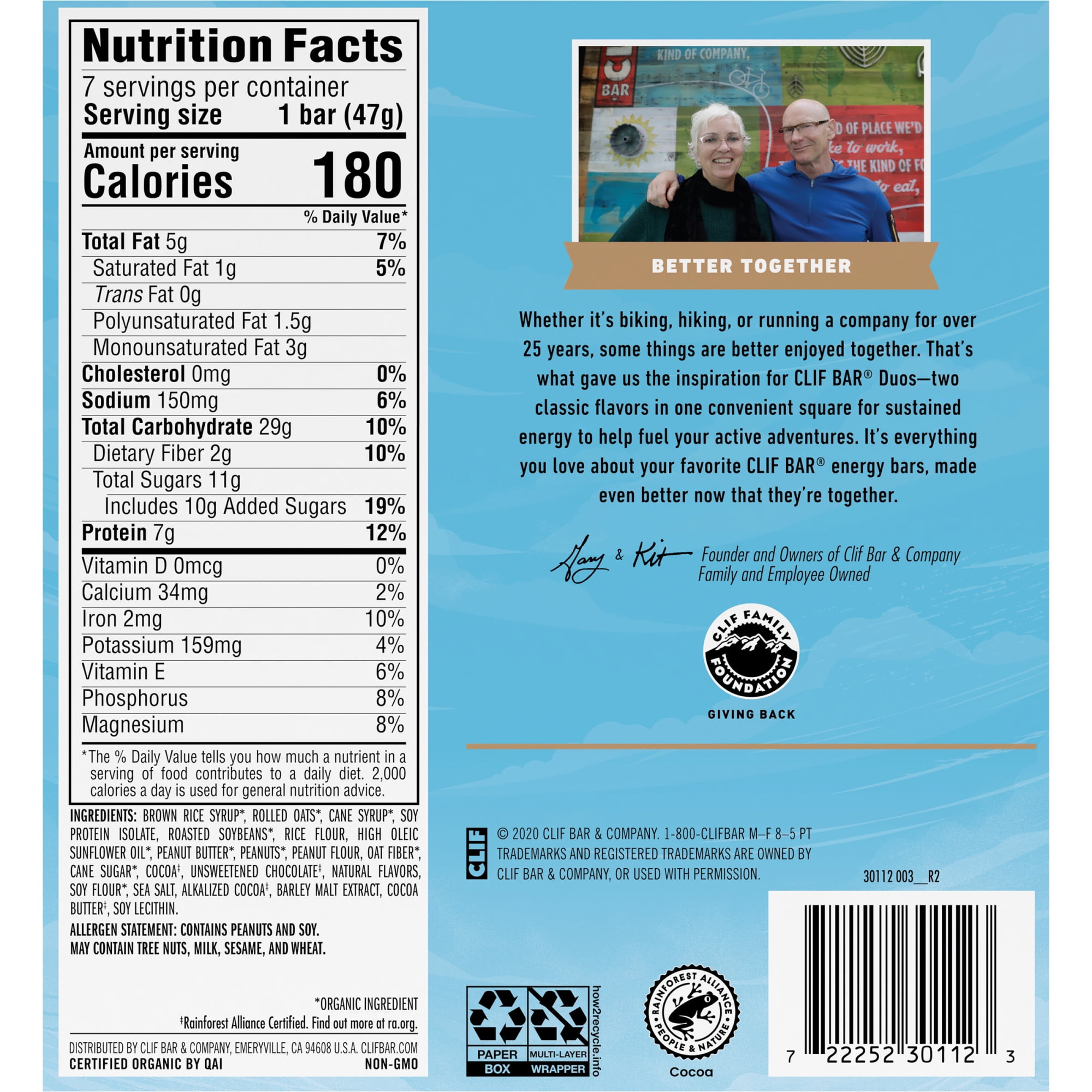 CLIF Bar® Duos Chocolate Brownie & Crunchy Peanut Butter Energy Bars, 7 Ct, 1.66 oz