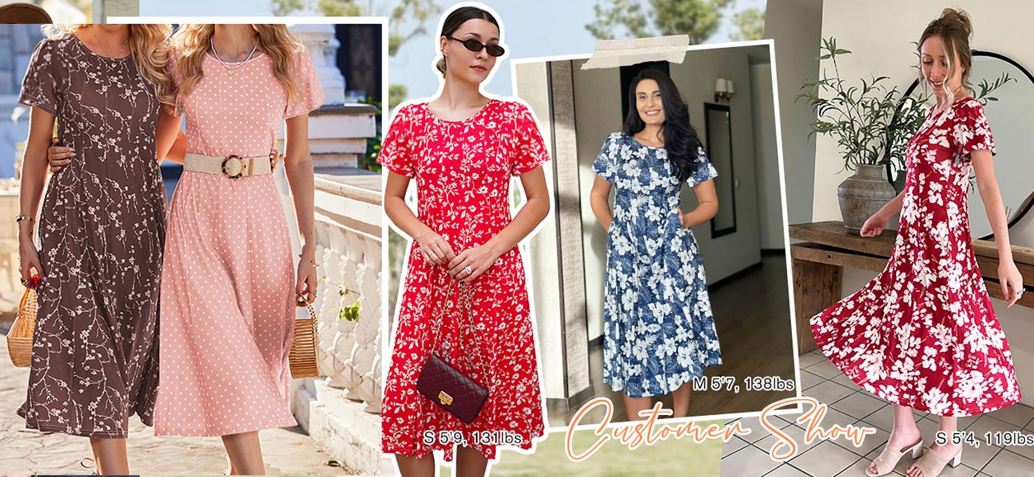 Fantaslook Women's Pleated Floral Midi Sundress with Pockets photo 7