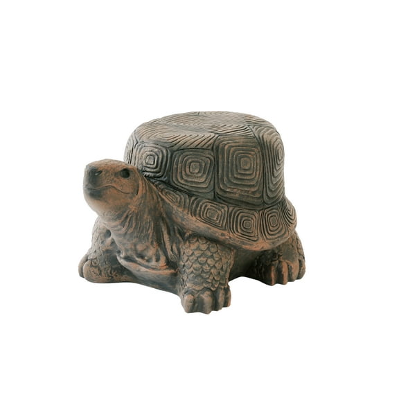 XBrand 19.3"L Brown MgO and Fiberglass Indoor Outdoor Tortoise Stool Statue, Garden Décor, Patio Décor, Garden Stool, Garden Statue