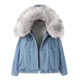 thumbnail image 1 of Abrigo Con Capucha Para Mujer, De Invierno, De Mezclilla, 1 of 8