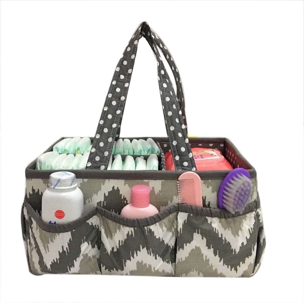 Bacati - Mix N Match Ikat Chevron/Dots Nursery Storage Items, Grey
