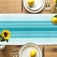 thumbnail image 4 of Burlap Table Runner 36 Inches Long, Gradient Turquoise White Stripes Non-Slip Kitchen Table Runners for Dining Room Everyday Use Party Table Decorations Ombre Abstract Art, 4 of 9