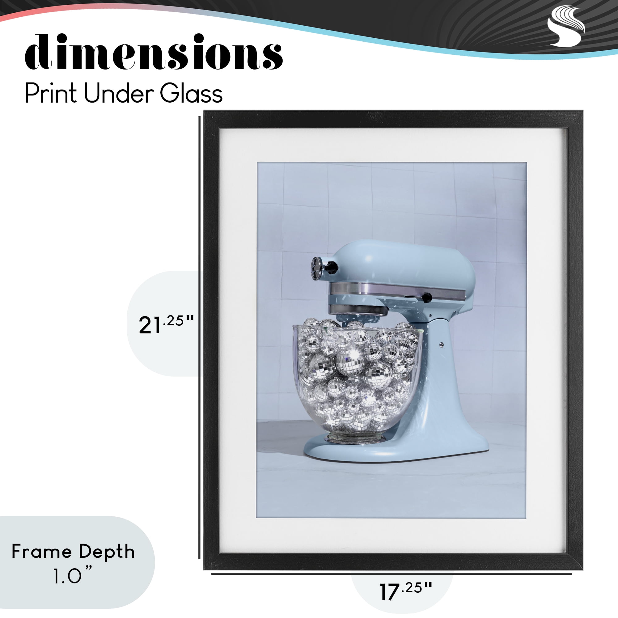 Stupell Industries Disco Kitchen Mixer over Blue Black Framed Print Under Glass, design by LISH Creative