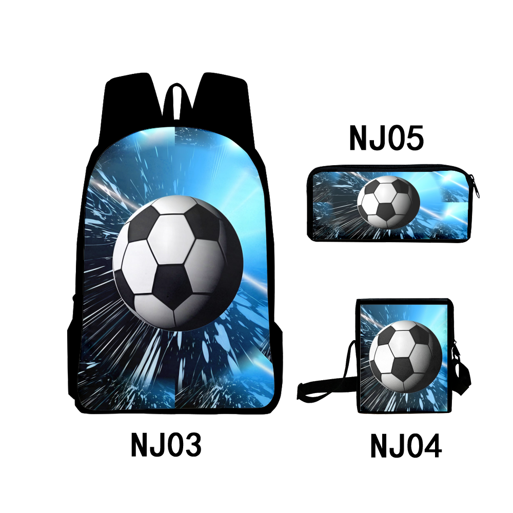 Fnyko Backpack Soccer Printed Backpack 3D Printing Travel Schoolbags
