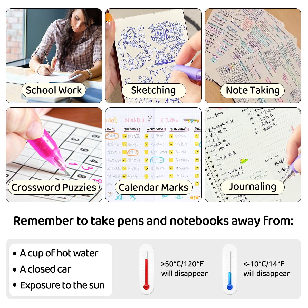 24 Colors Erasable Gel Pens Fine Point 0.7mm for Notes Journaling Drawing Doodling Memo Smooth Writing Refillable Birthday Christmas Gift