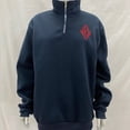 thumbnail image 3 of Men's Half-Zip Pullover Sweatshirt, Heavyweight Embroidered Quarter-Zip Top, Loose-Fit Streetwear with Flag Patch, 3 Colors, Sizes S-XL, 3 of 4