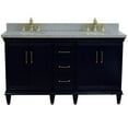 thumbnail image 4 of 61 in. Double Wooden Vanity Blue Gray Granite Oval Sink, 4 of 15
