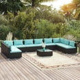 thumbnail image 1 of vidaXL 11 Piece Garden Lounge Set with Cushions Poly Rattan Black, 1 of 5