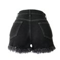 thumbnail image 6 of YanHong Shor ts for Women Jeans Womens Shorts Denim Women's Stretchy Denim High-Waist Shorts Frayed Ripped Shorts with Pockets Pants Black S, 6 of 6