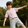 thumbnail image 5 of yillto Kid's Striped Short Sleeve Tshirt Cotton Crew Neck Loose Summer Casual Fashion Shirts for Boys Girls, 5 of 6