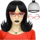 thumbnail image 1 of wonima44 ANOGOL Hair Cap+ Linda Wig with Red Glasses Black Flip Bob Wigs for Women Shoulder Length Hair with Flipped Ends 60s Outfit 70s Wig Synthetic Retro Wigs Halloween Cosplay Costume Party, 1 of 1