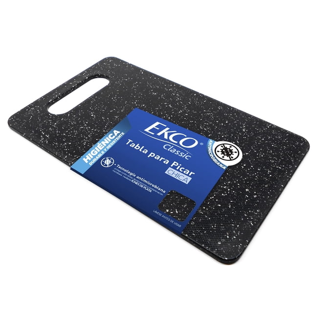 Ekco Classic - Tabla para Picar y Cortar, Antimicrobiana con Iones de Plata ¡NO GUARDA OLORES NI SABORES!, Color Negro, Chica 24 x 15 cm EKCO NA
