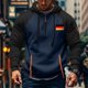 thumbnail image 1 of Ceisia Men's Flag Print Color Block Embroidered Gift Pocket Half Zip Drawstring Casual Athletic Hoodie, 1 of 4