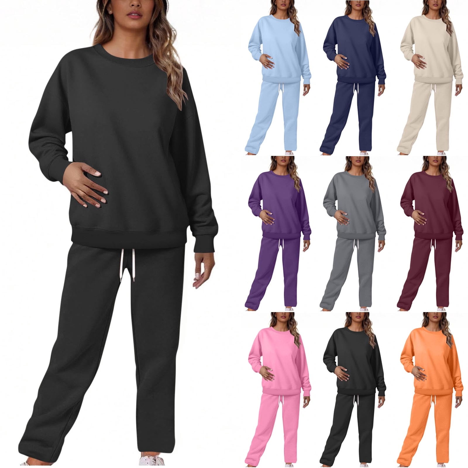 Ensemble Jogging Femme Décontracté à Capuche - Combinaison Sport Respirante Élastique Avec Pantalon Large Et Poches - Tenue Confortable Hiver