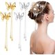 thumbnail image 4 of Juego de 4 pinzas para el cabello de mariposa de aleación brillante con borlas de mariposa 3D - Mujeres y niñas - Accesorios para el cabello de boda (oro+plata) Sincero Electrónica, 4 of 5