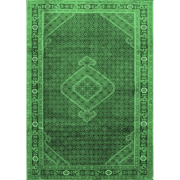 Ahgly Company Indoor Rectangle Medallion Emerald Green Traditional Area Rugs, 5' x 8'