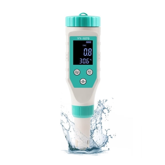 Digital PH/Chlorine/ORP/EC/TDS/Salinity/Temp/FAC Pool Water Quality Monitor PH Tester For Swimming Pool Aquarium Hydroponic Spa ,Wide Applications