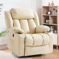 thumbnail image 3 of INGALIK Large Power Lift Recliner Chair with Heating and Massage, Breathable Leather Electric Lift Assist Recliner for Living Room with USB Charge, Cup Holders (Beige), 3 of 6