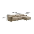 thumbnail image 4 of Vety L Shaped Sectional Sofa, Pillow Arm, Light Brown Nubuck Leather, 4 of 7
