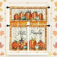 thumbnail image 5 of Fall Buffalo Plaid Kitchen Window Curtains and Valances Set 36 Inch, Hello Pumpkin Leaves Vintage Short Tier Curtain for Cafe Living Room Bathroom, Autumn 3 Pieces Set Kitchen Decor, 5 of 6