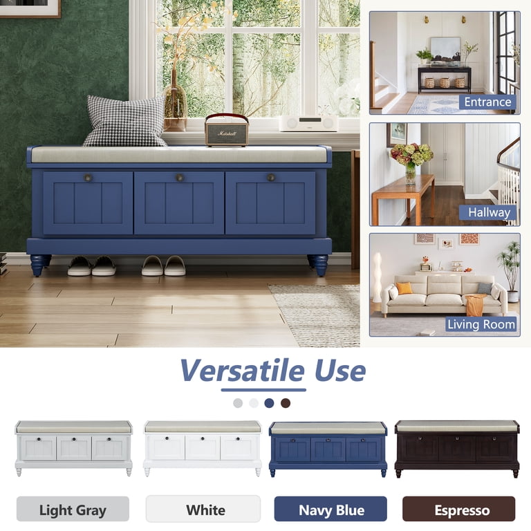 Harper & Bright Designs Shoe Storage Bench with Cushion, Entryway