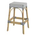 thumbnail image 1 of Butler Specialty Company Robias Rectangular Rattan 30" Bar Stool - White & Navy, 1 of 6
