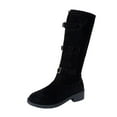 thumbnail image 3 of Knee High Boots for Women Chunky Low Heel Round Toe Booties Women's Trendy Casual Outdoor Comfortable Warm Fall Winter Shoes Black 6.5, 3 of 10