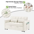 thumbnail image 6 of Howcool Convertible Sleeper Sofa Bed,3-in-1 Pull Out Loveseat Couch with Adjustable Backrest & Storage Pockets,54" Velvet Upholstery,Space-Saving for Living Room Apartment,Beige, 6 of 7