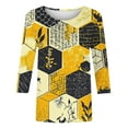 thumbnail image 5 of YOTAMI Womens Plus Size Tops and Blouses Crew Neck 3/4 Sleeve Shirts Fashion Summer Sunflower Print Casual Tops Yellow, 5 of 5