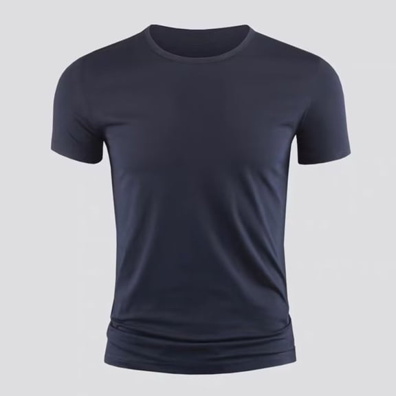Mens Short Sleeve T Shirt Summer Plain Casual Gym Muscle Crew Neck Slim Fit Tops