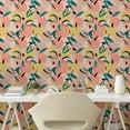 thumbnail image 2 of Ambesonne Peach Peel & Stick Wallpaper for Home, Abstract Fruits Teal Leaves, 13"x100", Coral Pale Salmon and Mustard, 2 of 5