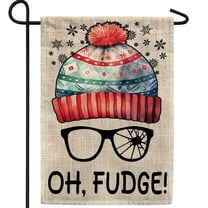 America Forever Oh Fudge Garden Flag, 12.5 x 18 inch Double Sided, Winter Beanie Banner, Funny Holiday Quote Snow Decorations, Classic Movie Yard Flag